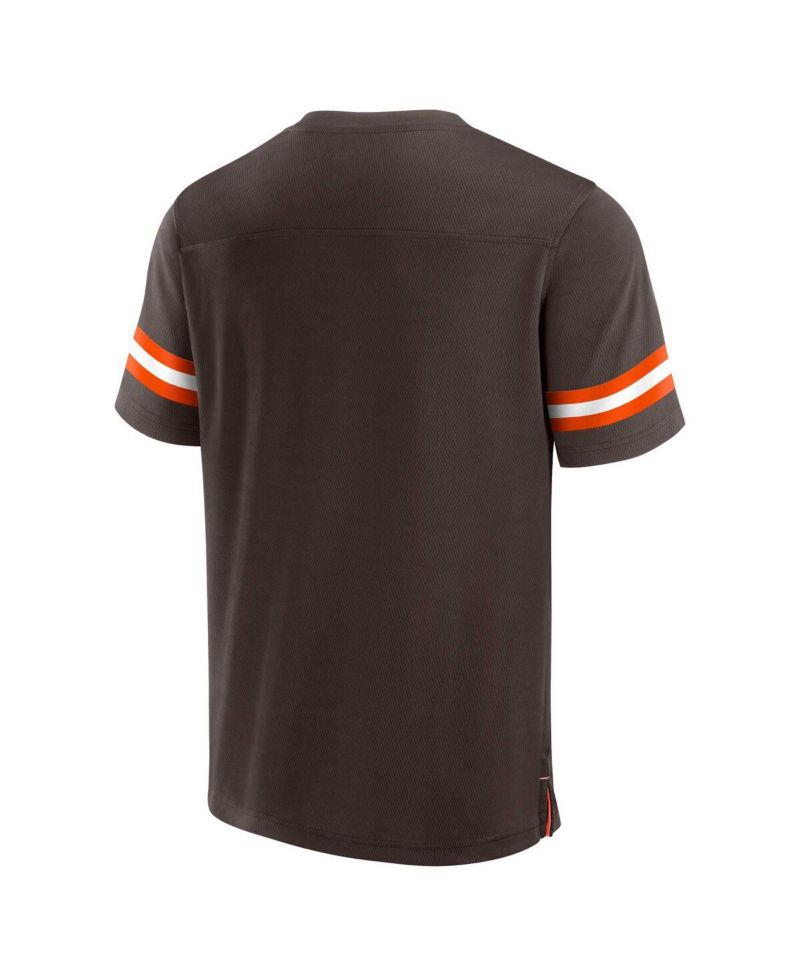 Men's Brown Cleveland Browns Jersey Tackle V-Neck T-Shirt