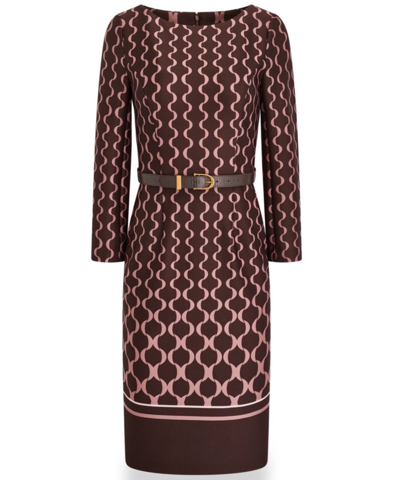 Women's Boat Neck Long-Sleeve Midi Dress