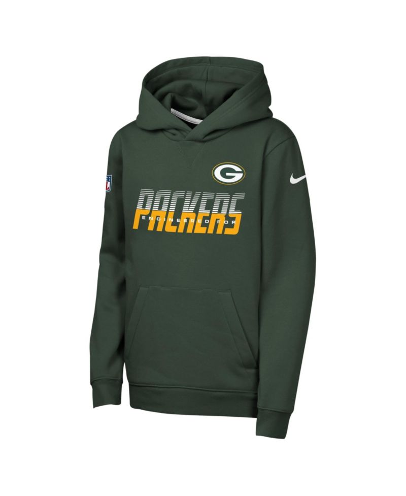 Big Boys and Girls Green Green Bay Packers Sideline Dri-FIT Hoodie
