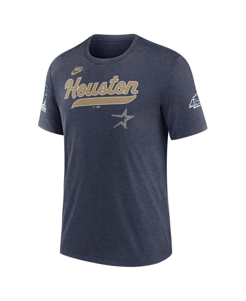Men's Heather Navy Houston Astros Cooperstown Collection Eras Tri-Blend T-Shirt