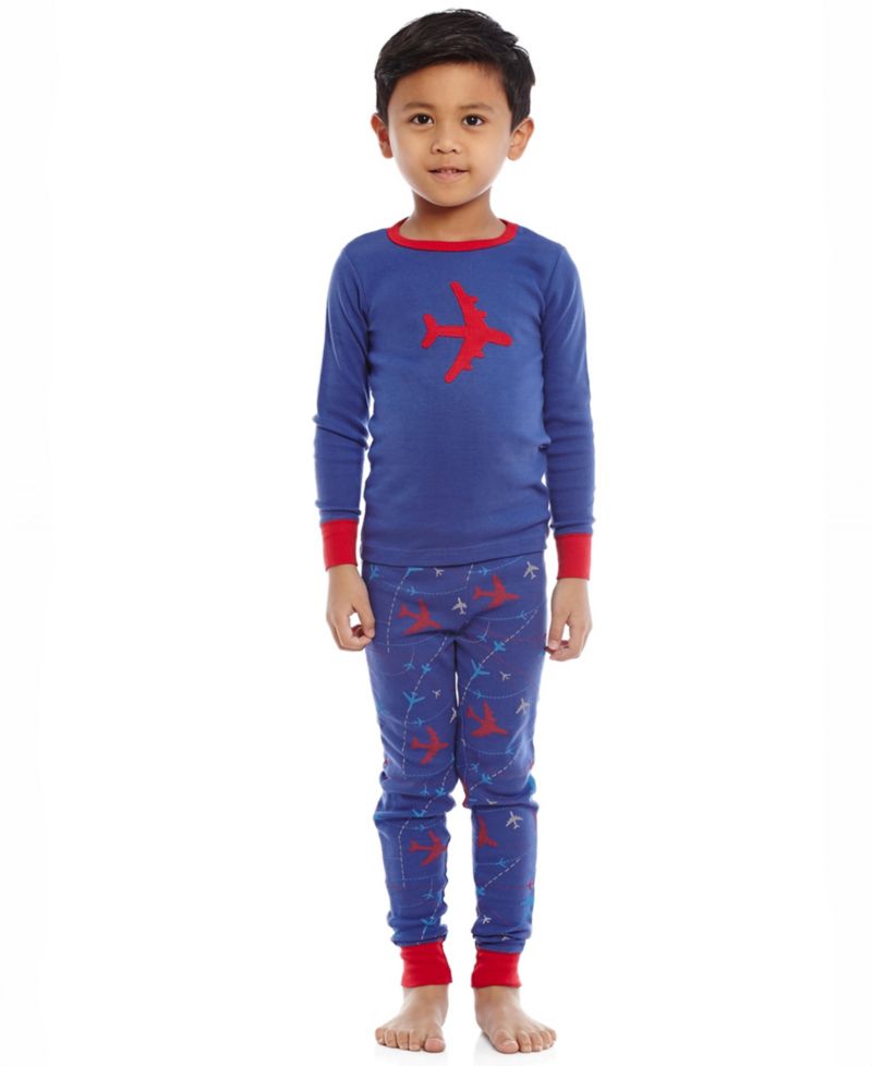 Little/Big Boys 6-14 Two-Piece Cotton Long Sleeve Shirt and Pants Pajama Set - Vehicle and Transportation Prints
