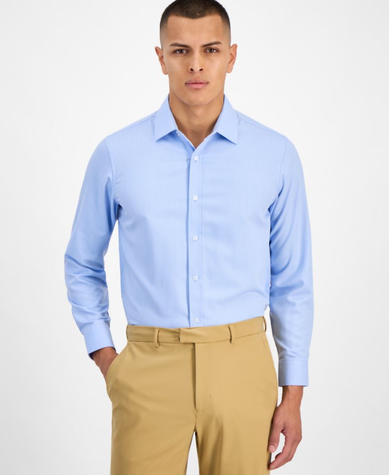 Men's Four Way Stretch Geo Print Button Down Dress Shirt