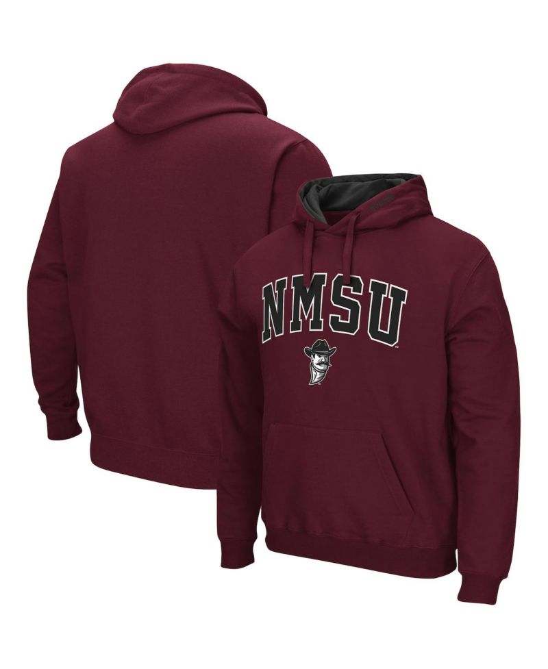 Men's Crimson New Mexico State Aggies Arch and Logo Pullover Hoodie