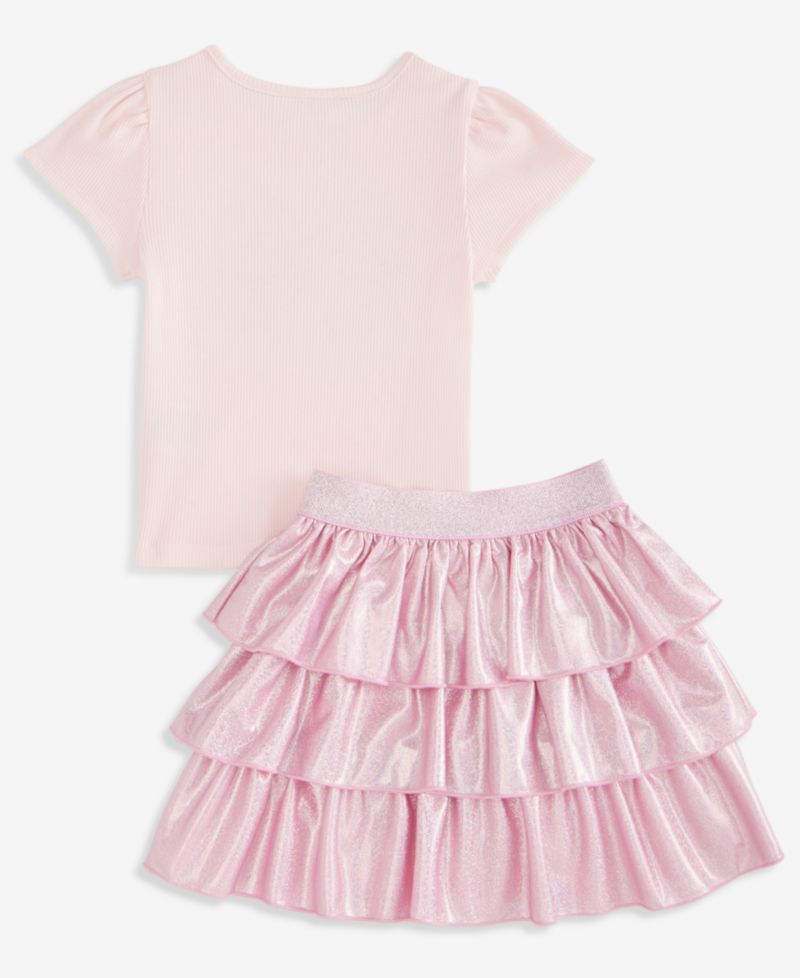 Toddler Girls' 12M-5T T-Shirt and Sparkle Tiered Skort, 2-Piece Set