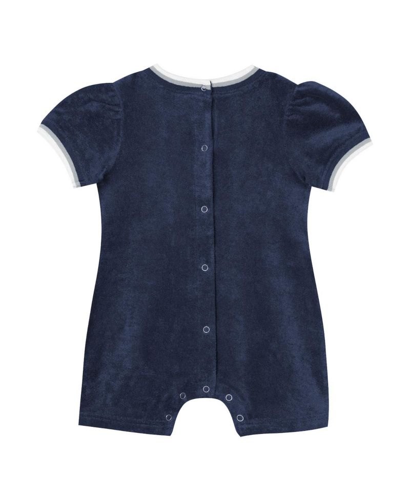 Baby Girls Navy New York Yankees Wind-Up Coverall Shorts