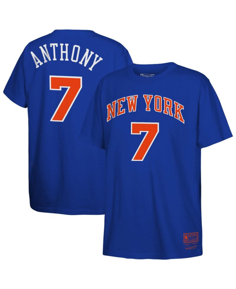 Mitchell Ness Big Boys and Girls Carmelo Anthony Blue New York Knicks Hardwood Classics Name & Number T-Shirt