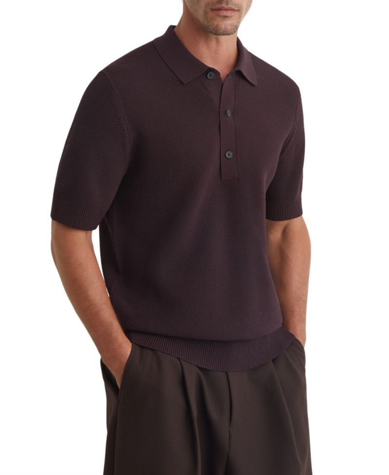 Men's Warren Basket-Stitch Regular-Fit Polo Shirt