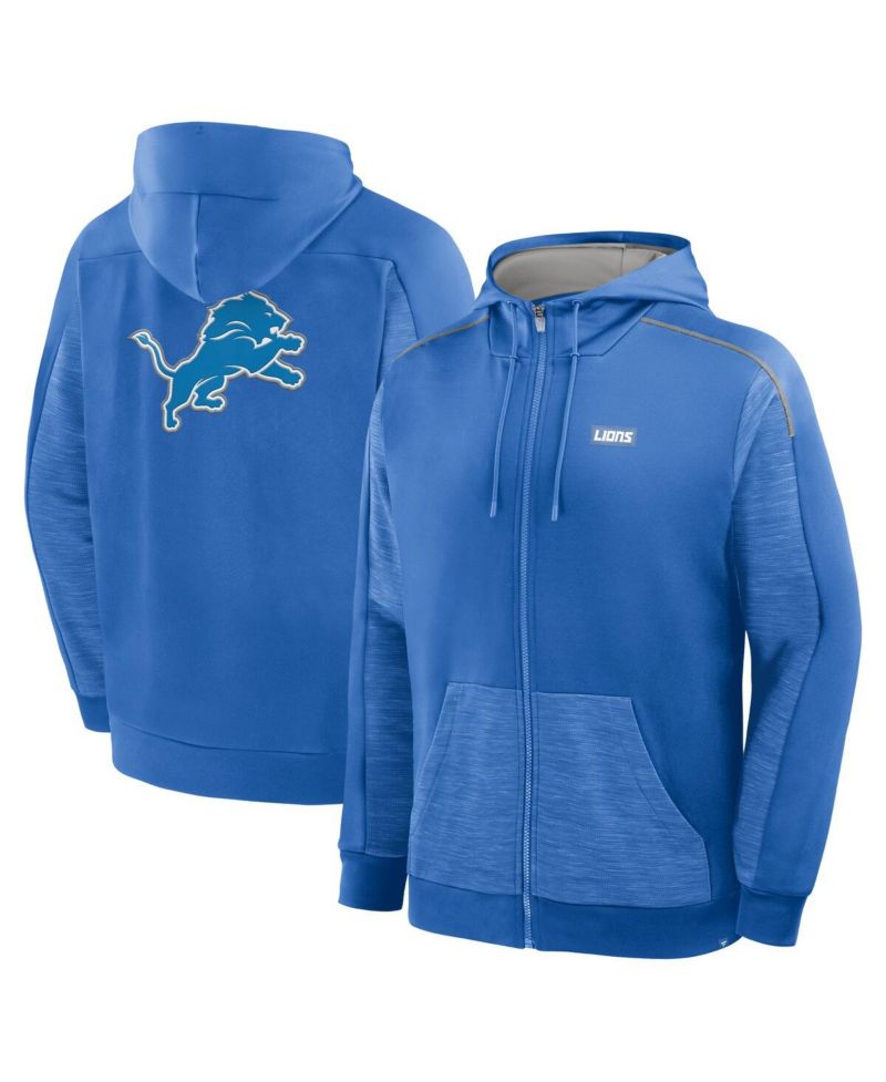 Men's Blue Detroit Lions Checkdown Pass Full-Zip Hoodie