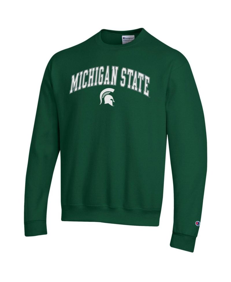 Men's Green Michigan State Spartans Arch Over Logo Pullover Sweatshirt