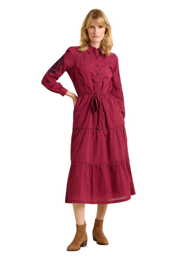 Women's Embers Long Sleeve Tie Waist Midi Dress