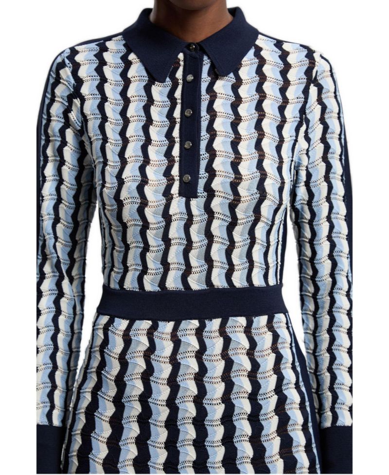 Women's Pointelle Collared Midi Dress