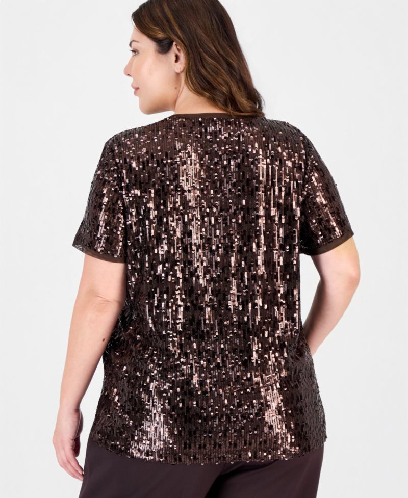 Plus Size Sequin Crewneck T-Shirt