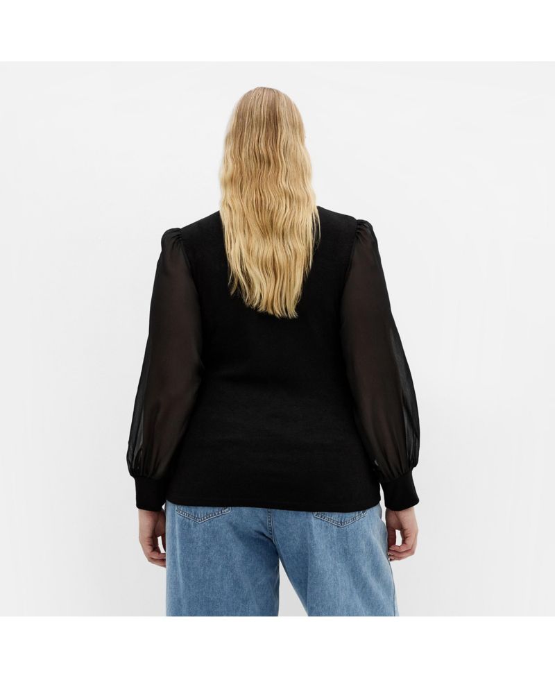 Plus Size Sheer Sleeve Sweater