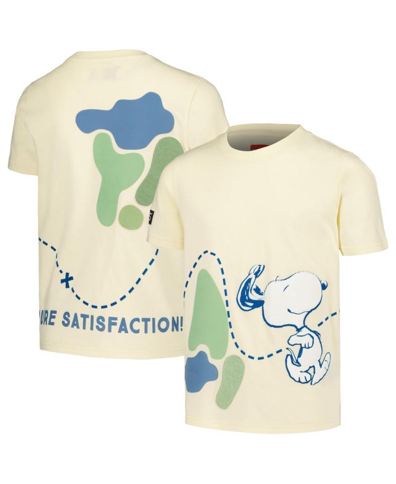 Big Boys and Girls Cream Peanuts Snoopy Map T-Shirt