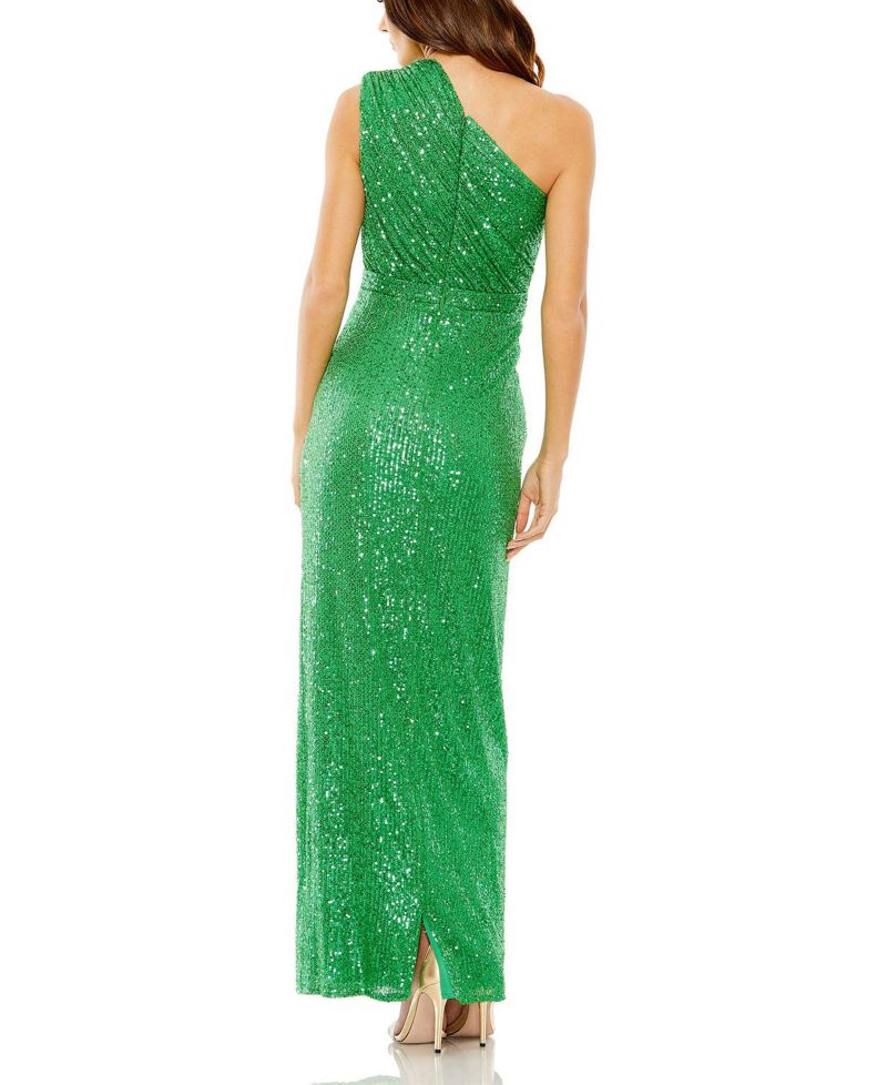 Women's Sequined Ruched One Shoulder Gown