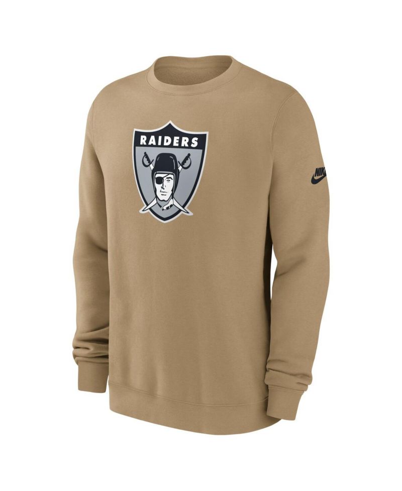 Men's Tan Las Vegas Raiders Swing Pass Rewind Club Pullover Sweatshirt
