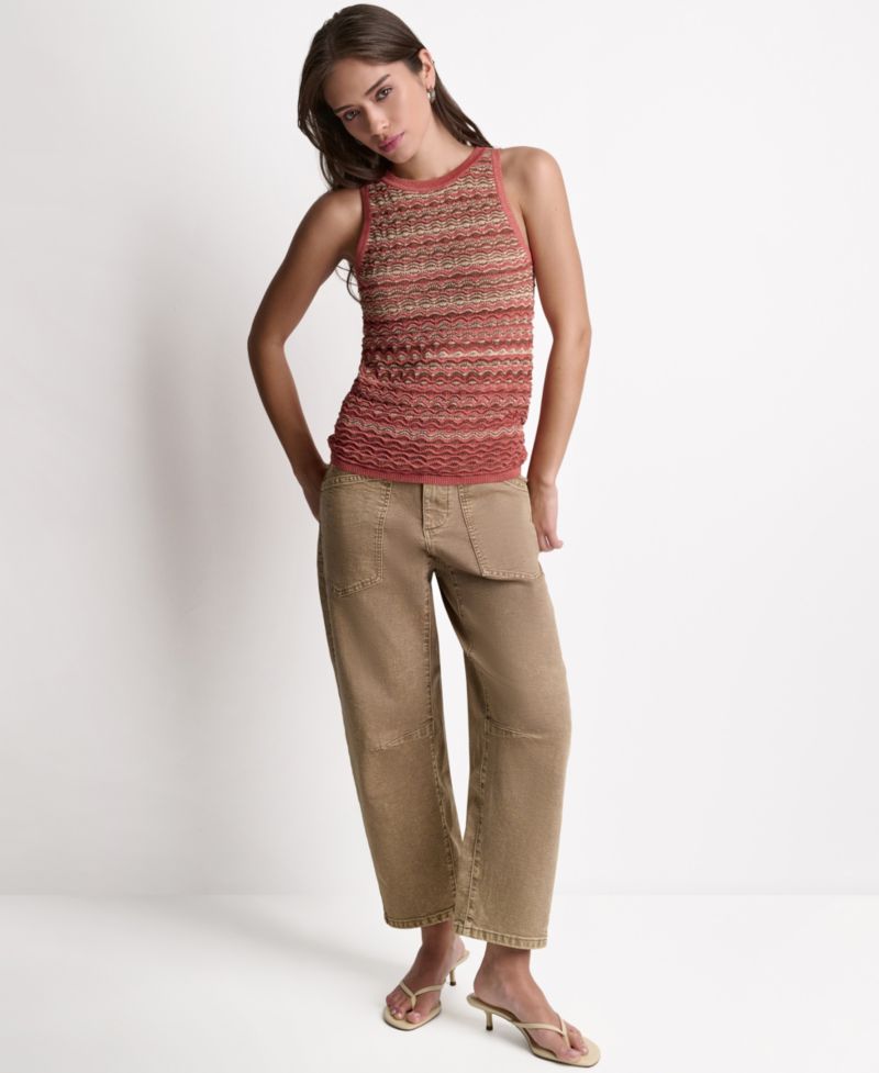 Women's Lurex Stripe Sleeveless Top