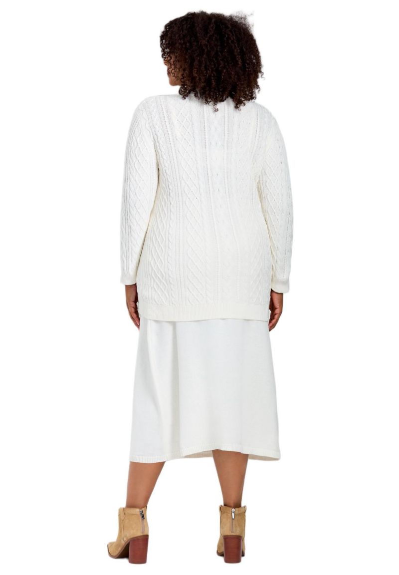 Women's Plus Size Mock Neck Cable Sweater