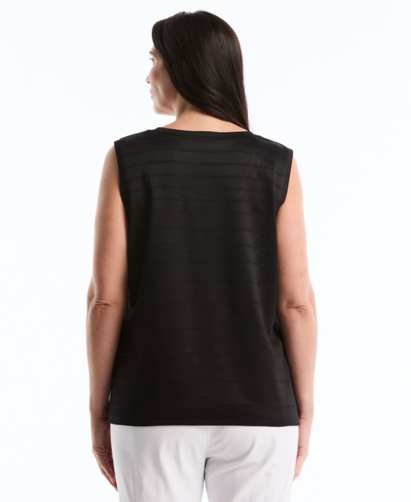 Plus Size Ottoman Knit Sleeveless Crewneck Top