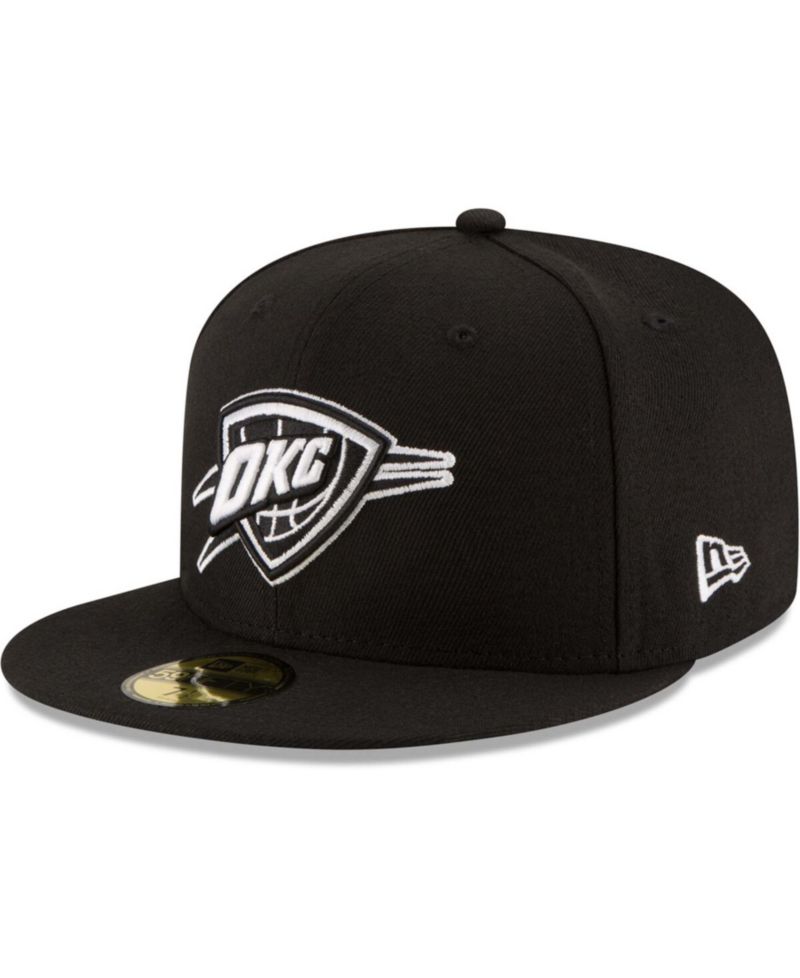 Men's Black Oklahoma City Thunder Black and White Logo 59FIFTY Fitted Hat