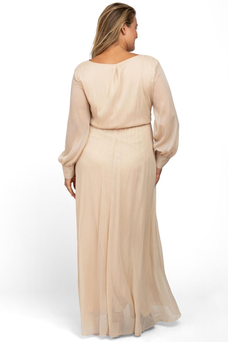 Women's Maternity Metallic Chiffon Plus Maxi Dress