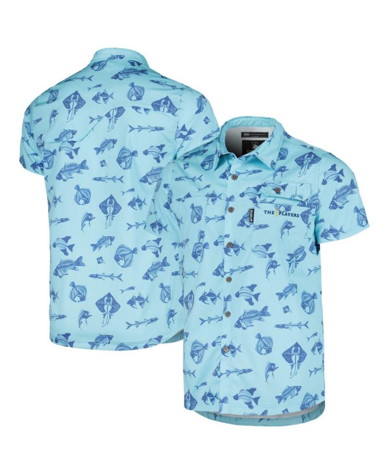 Men's Blue THE PLAYERS Fishing Tri-Blend Button-Up Shirt
