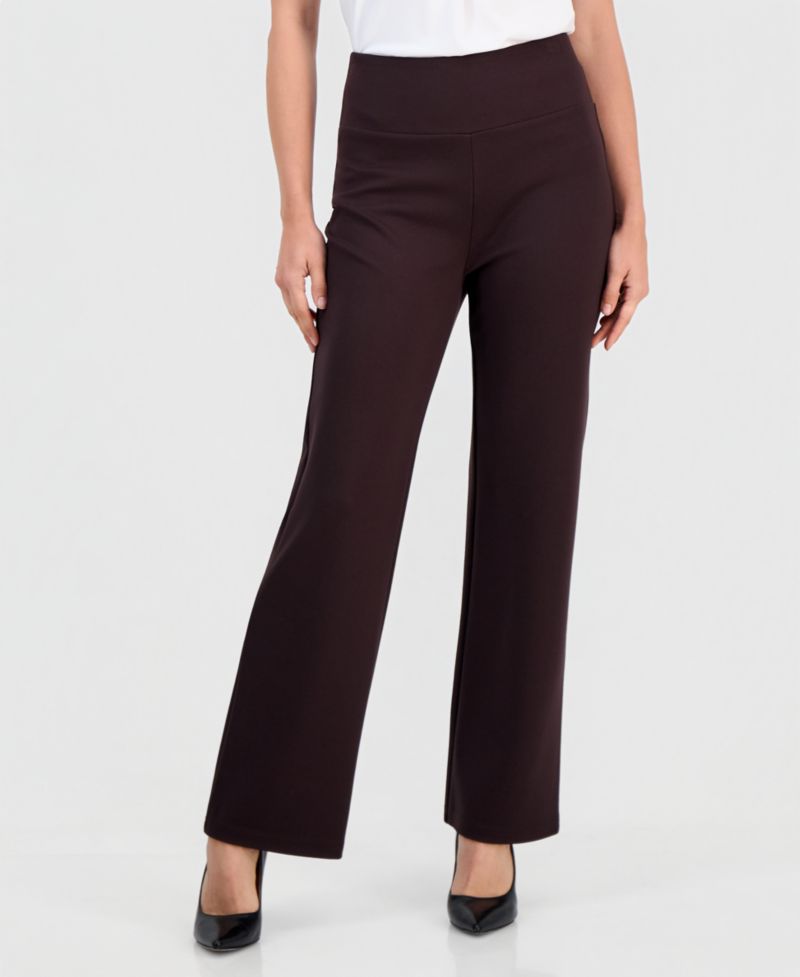Petite Wide-Leg High-Waisted Pull-On Pants