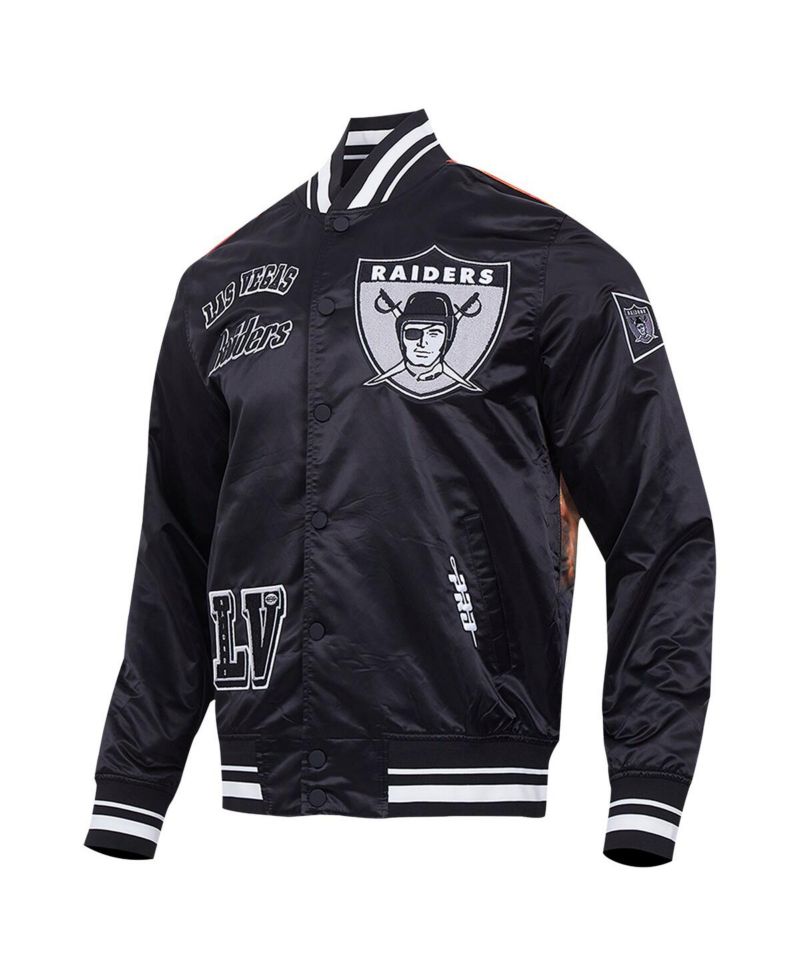 Men's Black Las Vegas Raiders Sublimated Satin Full-Snap Jacket