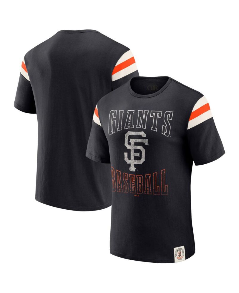Darius Rucker Collection By Men's Black San Francisco Giants Distressed Sleeve Stripe T-Shirt