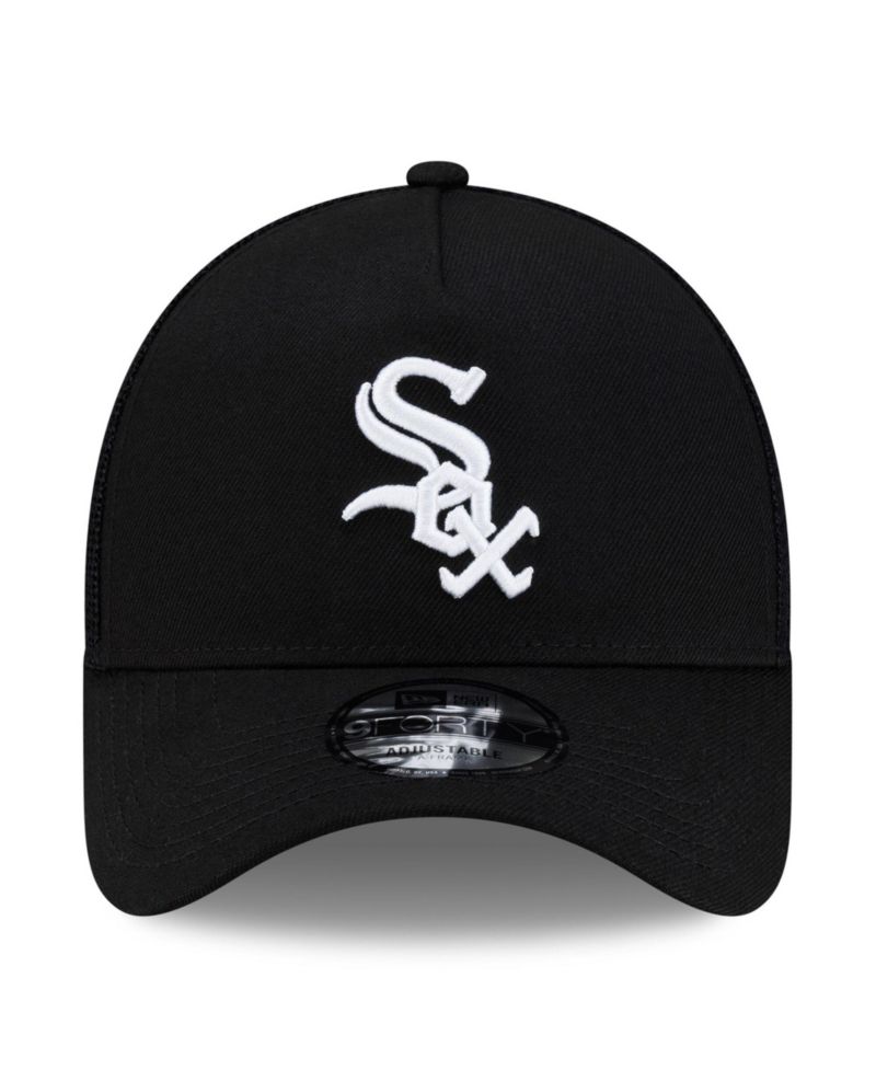Men's Black Chicago White Sox Side Script 9FORTY A-Frame Trucker Adjustable Hat