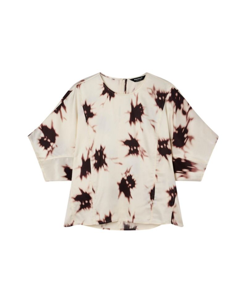 Women's Shadow Floral Short-Sleeve Blouse