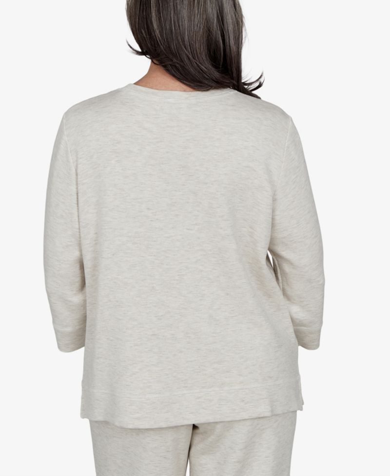 Petite 3/4-Sleeve Embellished Top