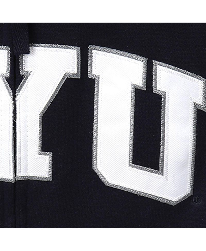 Women's Stadium Athletic Navy BYU Cougars Arched Name Full-Zip Hoodie