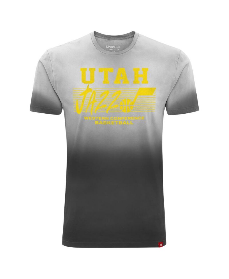 Men's and Women's Black Utah Jazz Bingham Sun-Fade T-Shirt