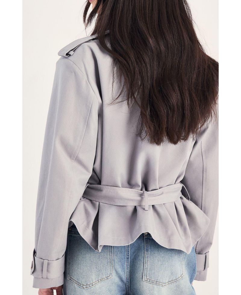 Women's Double Breasted Short Trench Coat