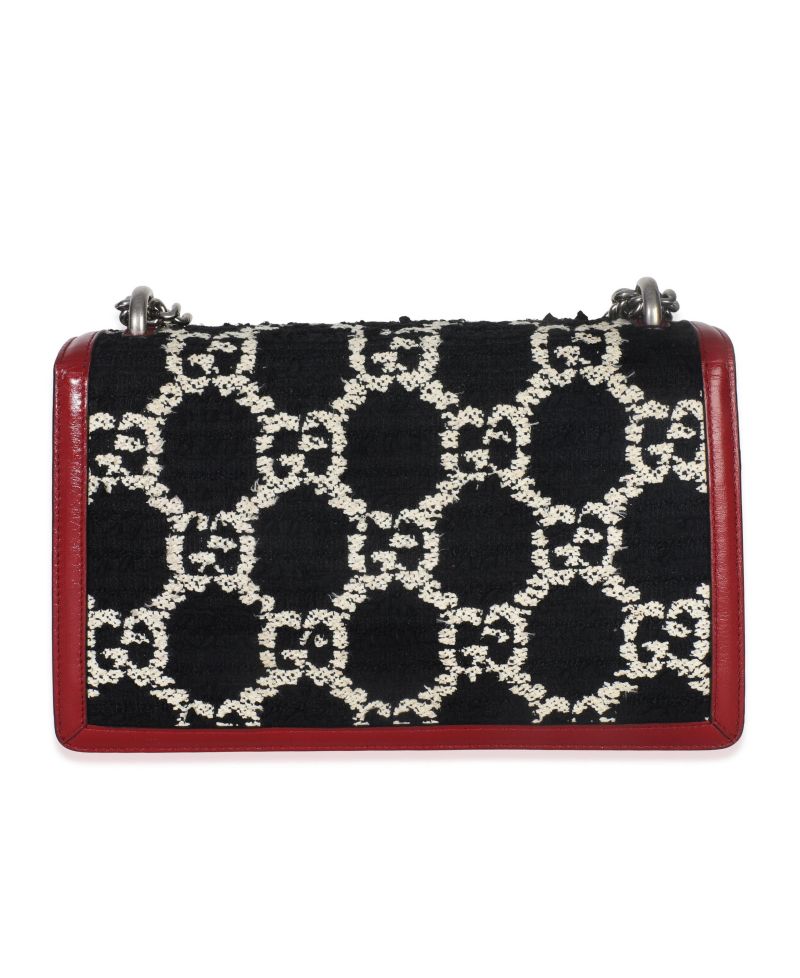 Black White Red Tweed GG Monogram Medium Dionysus Shoulder Bag