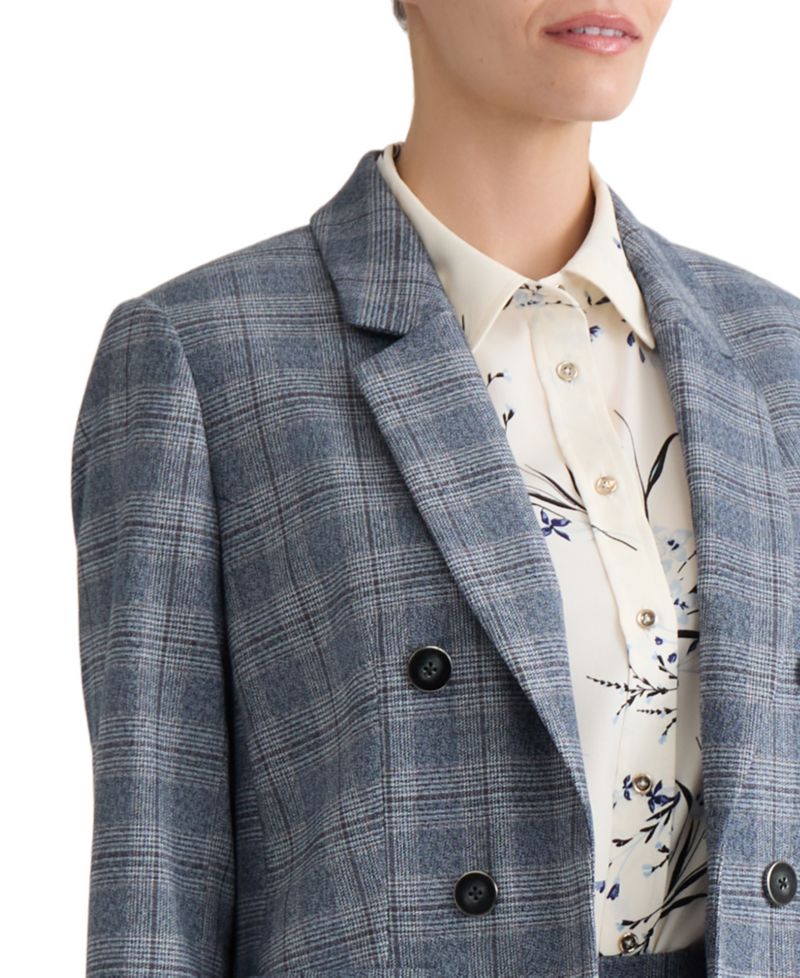 Women's Plaid Notch Collar Blazer