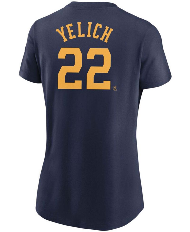 Women's Christian Yelich Navy Milwaukee Brewers Name & Number T-shirt