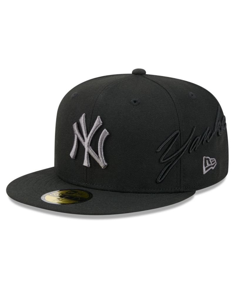 Men's Black New York Yankees Side Script 59FIFTY Fitted Hat
