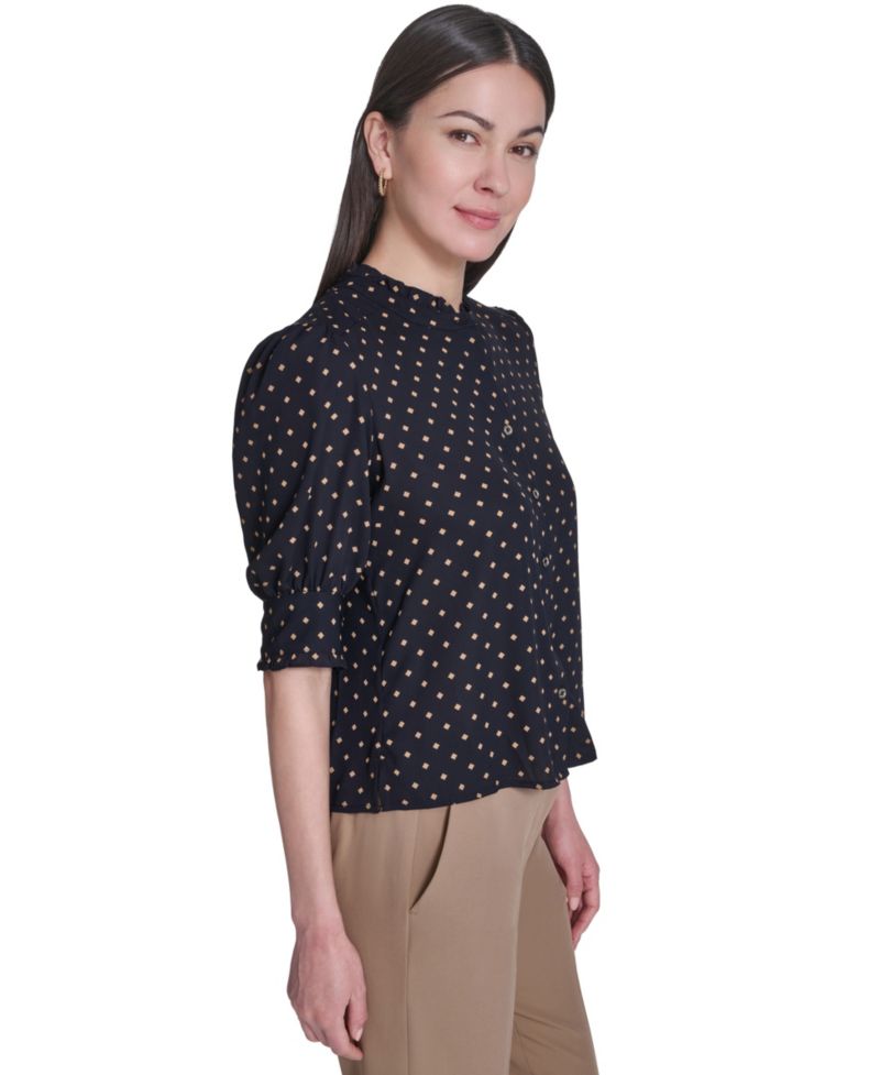 Women's Collared Ruffle Neck Blouse