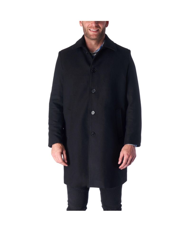 Orson Mens Wool Blend Top Coat Winter Car Coat Long Tailored Jacket