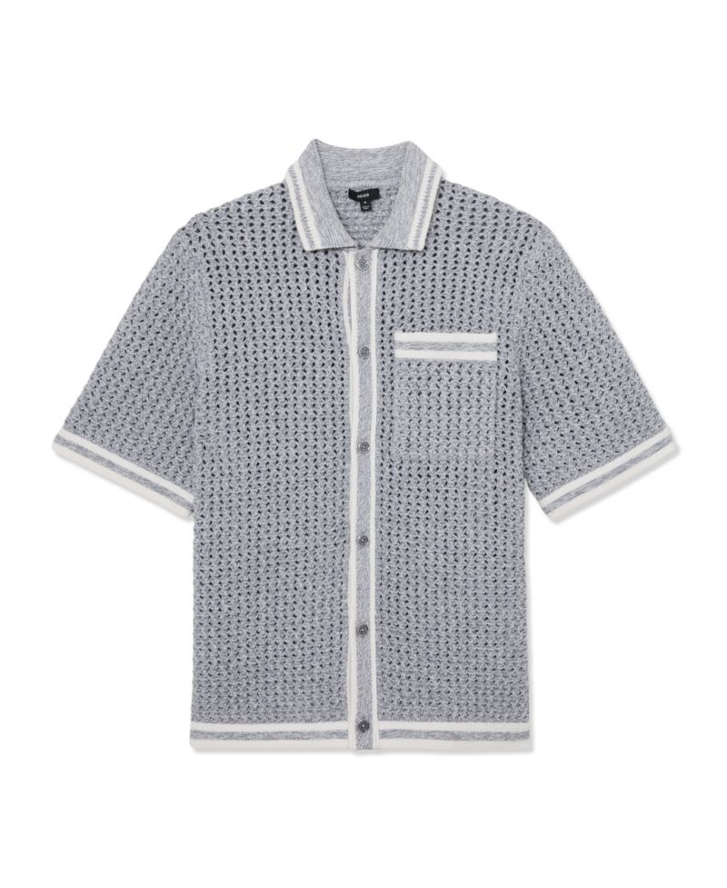 Men's Meadows Button Through Crochet Shirt