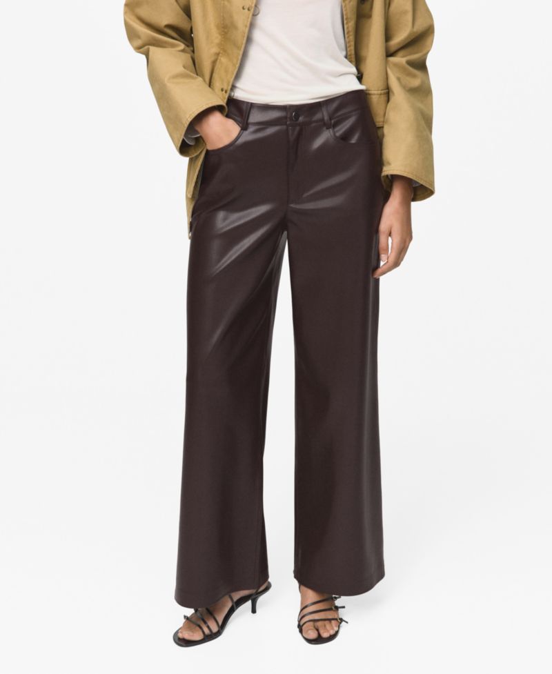 Women's Leather-Effect Straight Pants