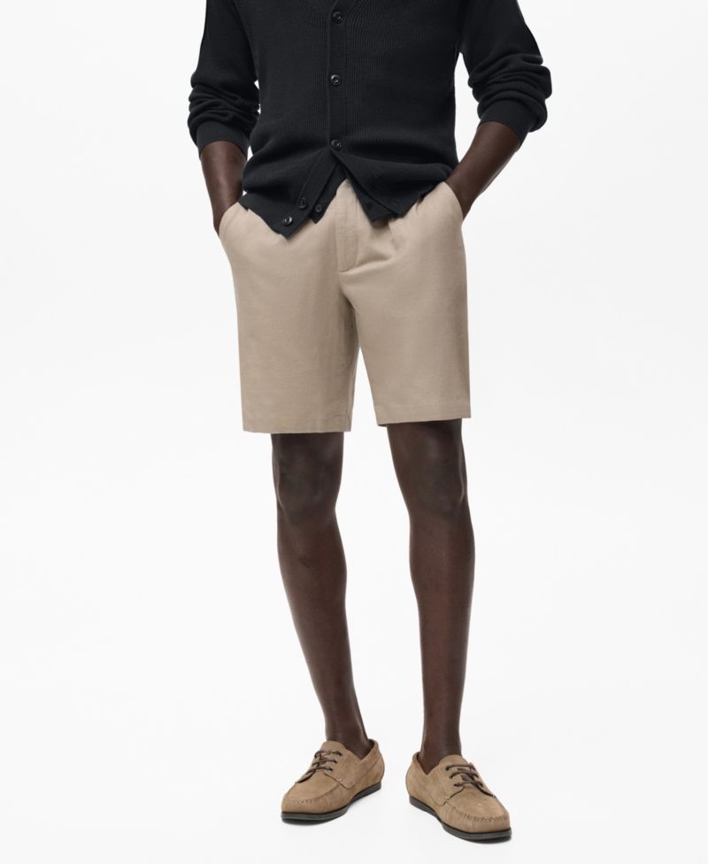 Men's Linen-Cotton Blend 9.29" Bermuda Shorts