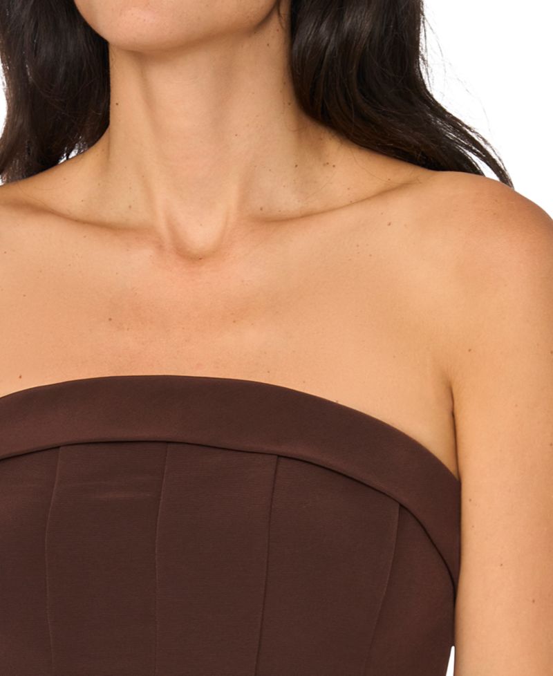 Women's Fit & Flare Pleated Strapless Midi Dress