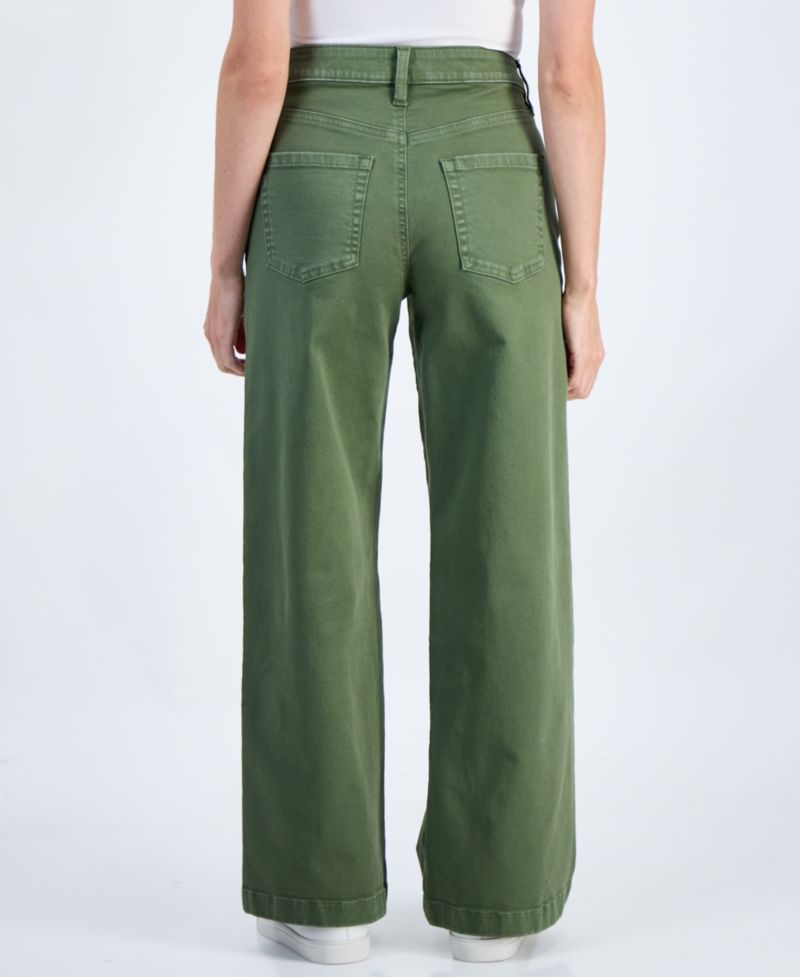 Petite High-Waist Wide-Leg Cotton-Blend Pants