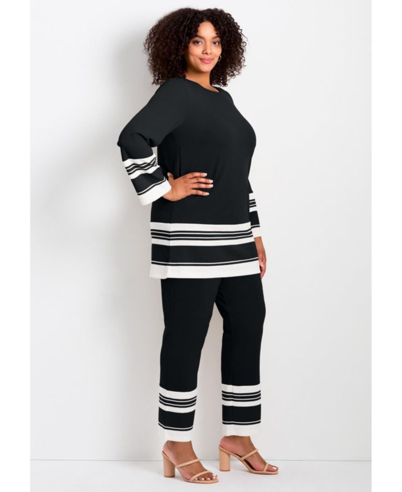 Plus Size Border Stripe Women's Tunic