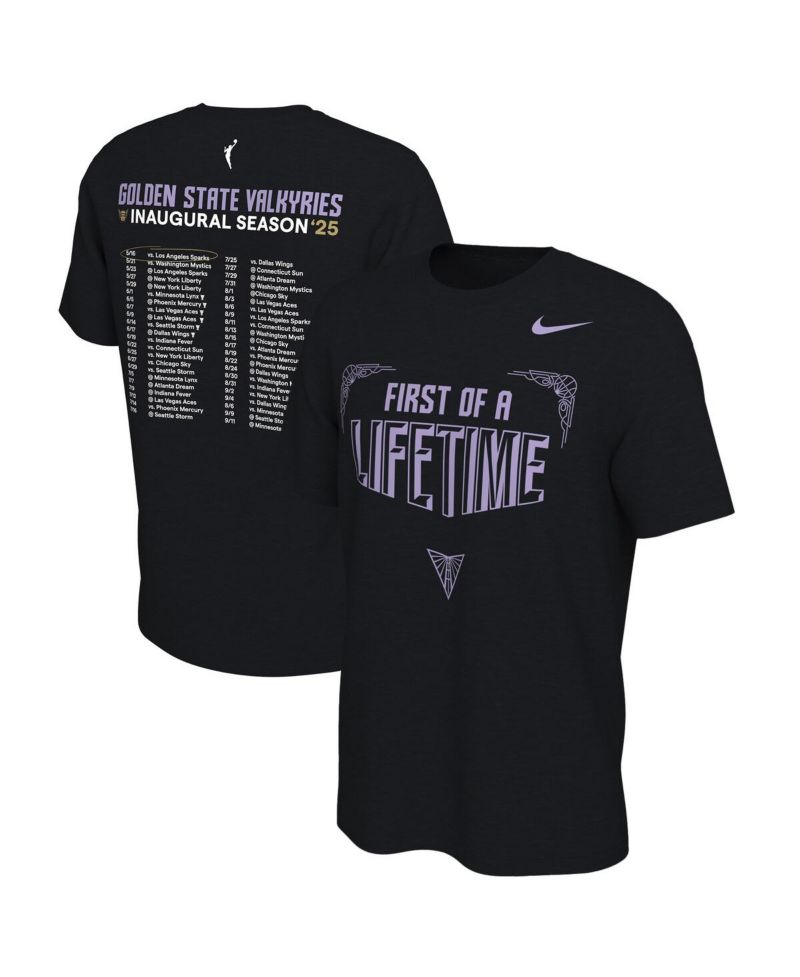 Men's and Women's Eclipse Black Golden State Valkyries 2025 Inaugural Season First of a Lifetime Schedule T-Shirt
