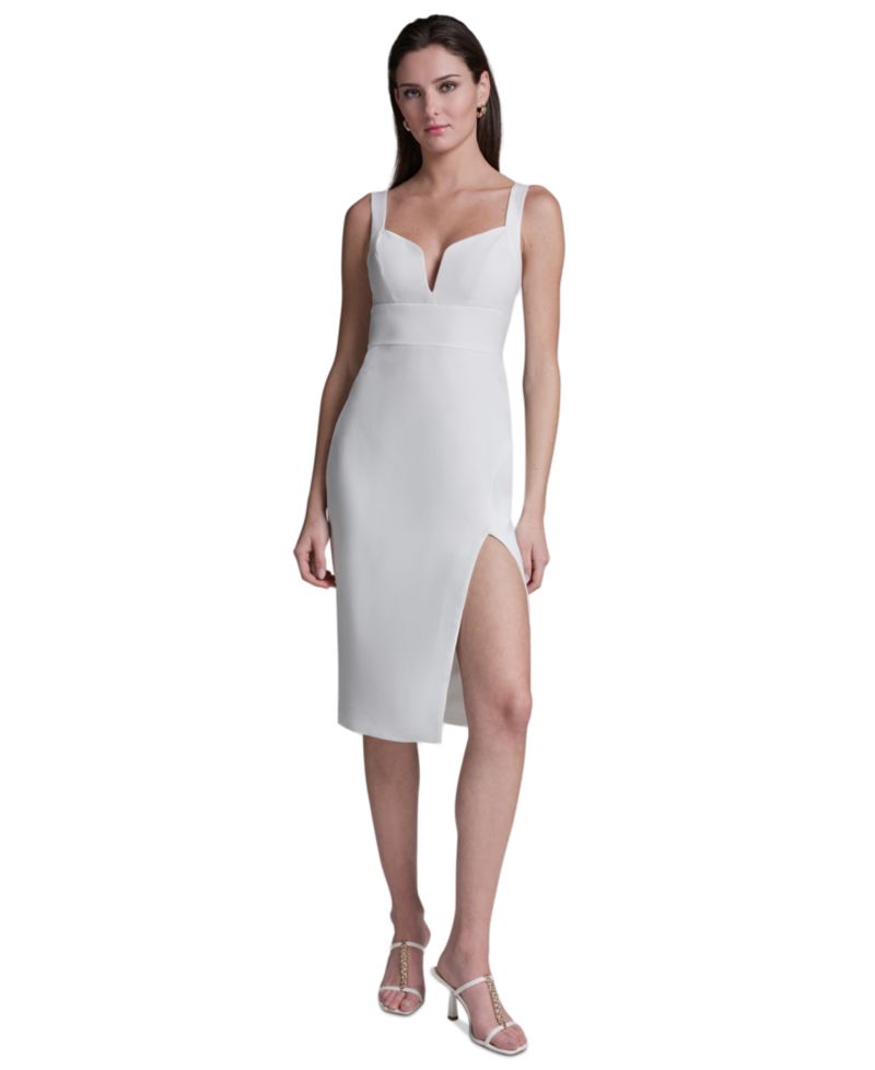 Women's Deep V-Neck Sheath Midi Dress