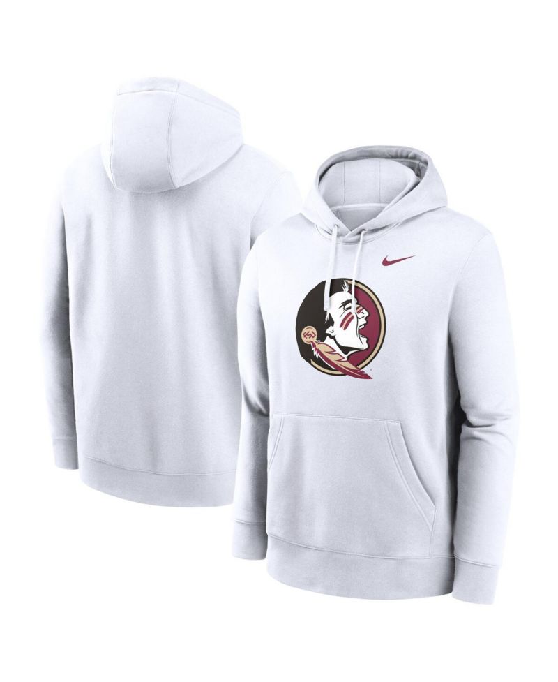 Men's White Florida State Seminoles Primetime Evergreen Club Fleece Pullover Hoodie
